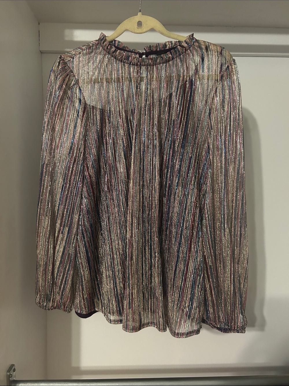 Metallic Multi-Stripe Long Sleeve Women's Top